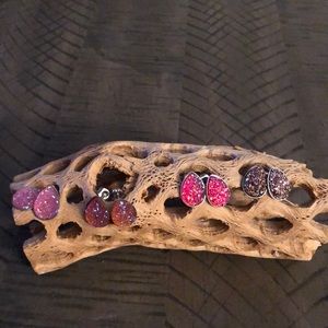 Druzy Faux Water-drop Stainless Steel Earr…